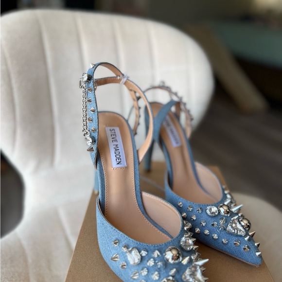 Steve Madden Blue Studded Women's Heels - Picture 7 of 14